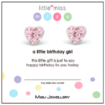 Little Miss Misu 925 Sterling Silver Princess Pink Stud Earings